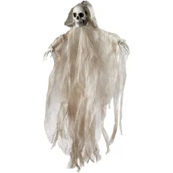 Décoration Halloween XL tête de mort fantôme à suspendre H100cm (2 modèles)