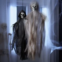 Décoration Halloween XL tête de mort fantôme à suspendre H100cm (2 modèles)