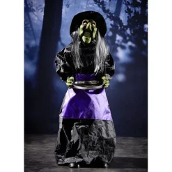Décoration LED Halloween à poser sorcière sonore animée lumineuse H90cm