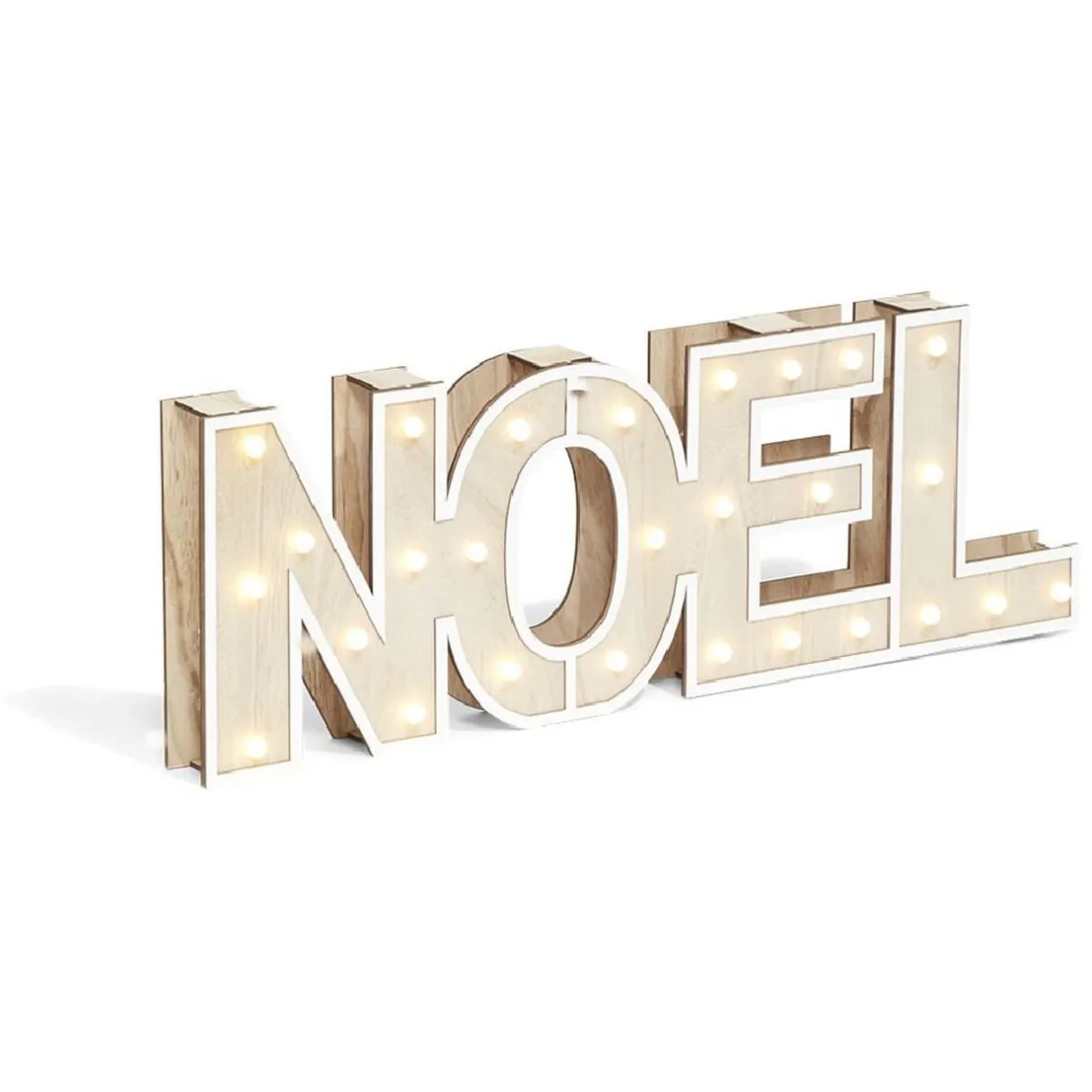 Décoration lumineuse à poser lettres Noël bois < Gifi