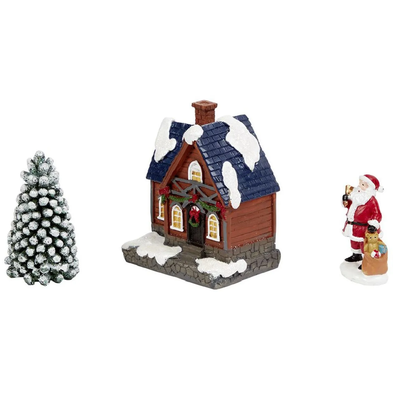Décoration maison lumineuse 4LED avec père Noël et sapin