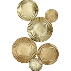Décoration murale Cercles en métal strié doré L81,5 cm
