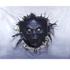 Décoration murale Halloween toile souple effet d'optique tête de zombie 150x210cm < Gifi Hot