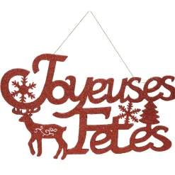 Décoration murale Joyeuses Fêtes pailleté rouge < Gifi Hot