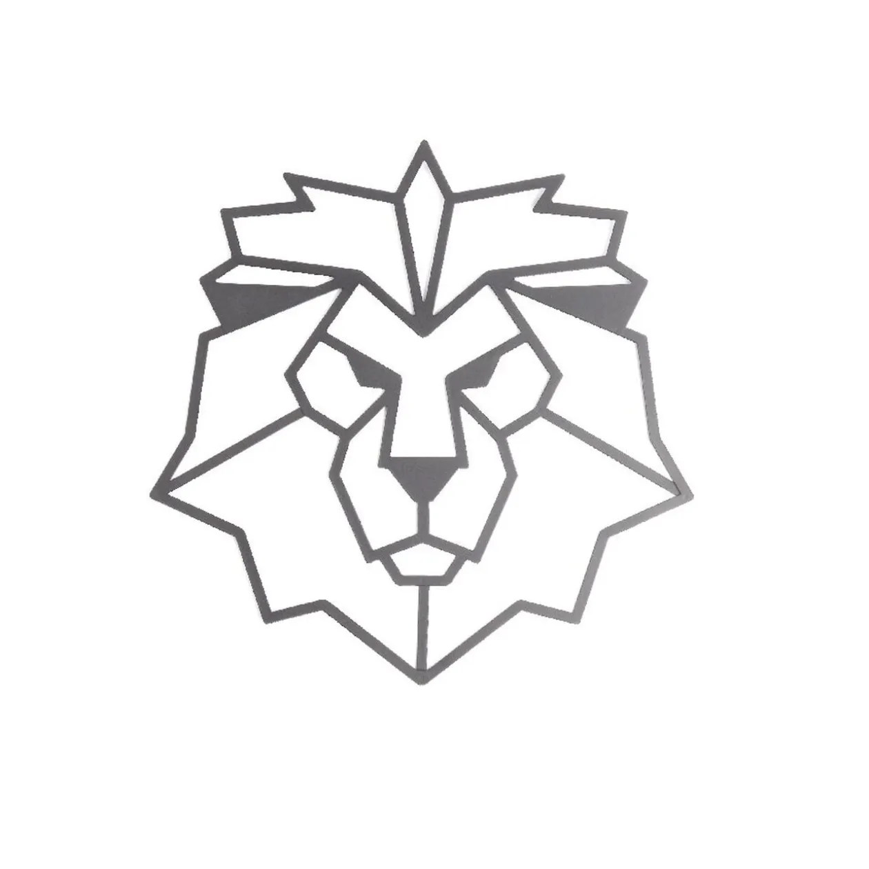 Décoration murale lion métal noir 30xH30cm