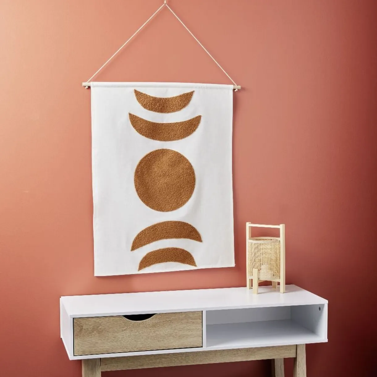Décoration murale toile motif lune coton beige et terracotta < Gifi Sale
