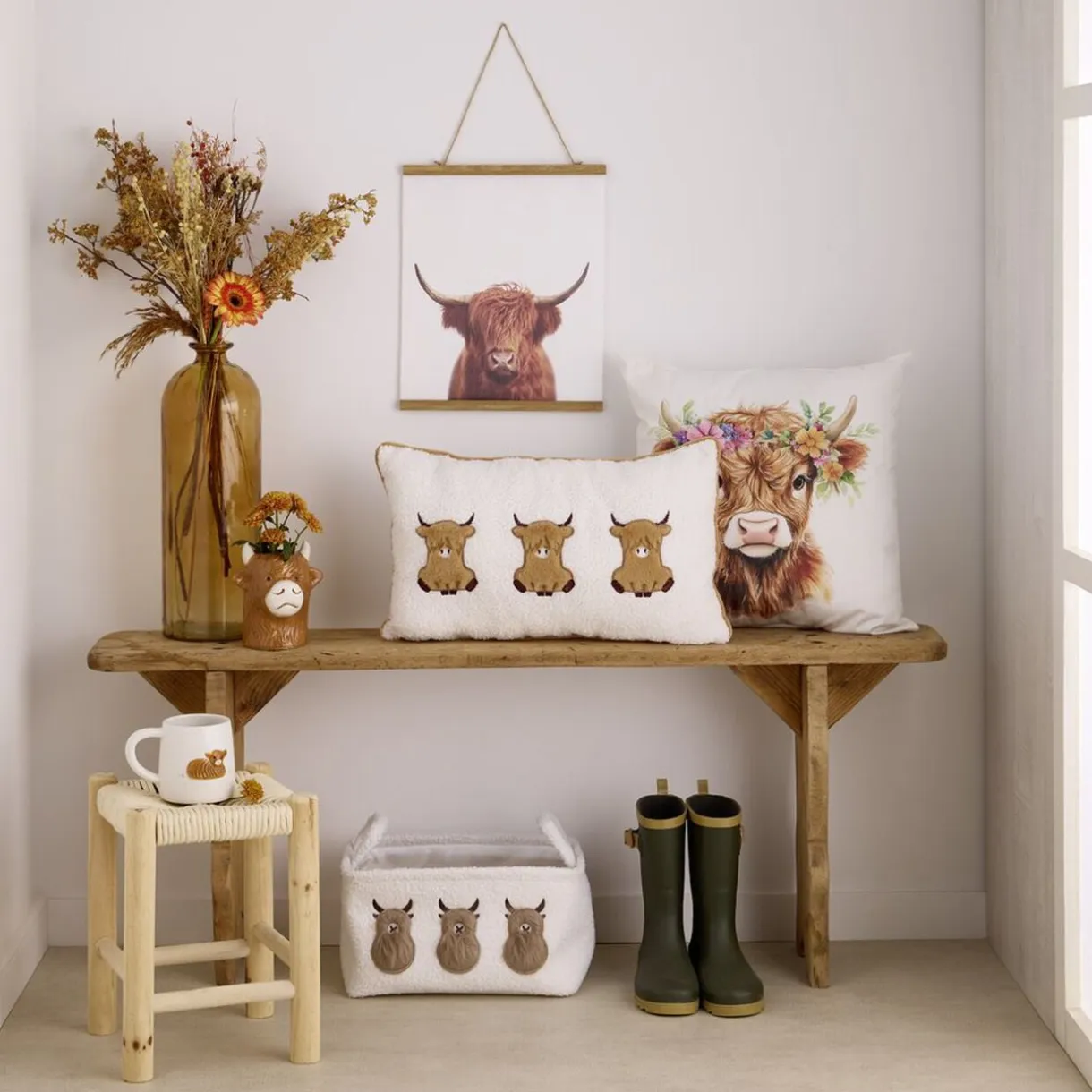 Décoration murale vache Highland avec corde H35cm < Gifi Discount