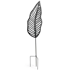 Décoration à planter feuille métal noir H110cm