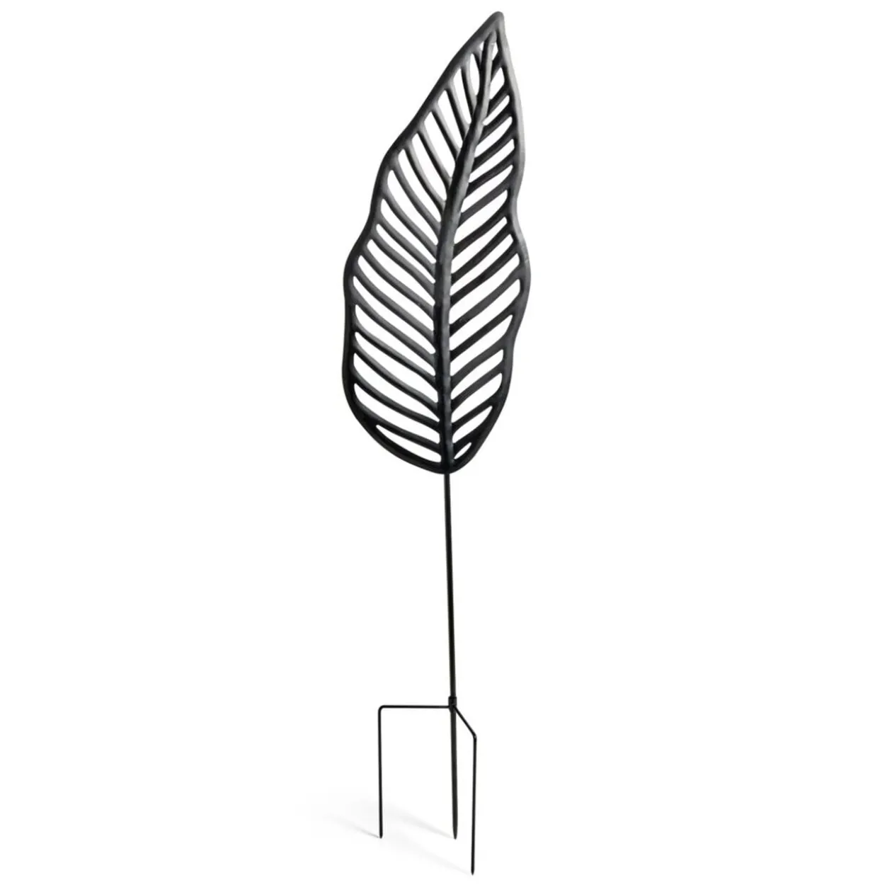 Décoration à planter feuille métal noir H110cm