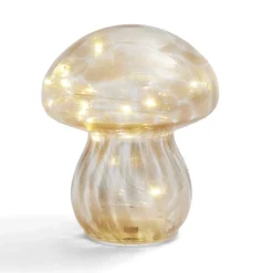 Décoration à poser champignon à LED en verre marron Ø13xH15cm