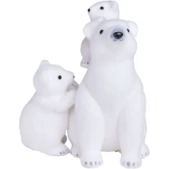 Décoration à poser famille ours blanc Noël floqué L25X19XH33 cm blanc