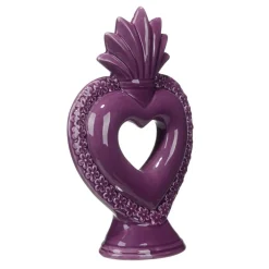 Décoration à poser grès coeur 13,5xH20,5cm (2 modèles violet ou vert) < Gifi Sale
