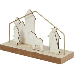 Décoration à poser paysage métal et bois 25x8xH16cm < Gifi Hot
