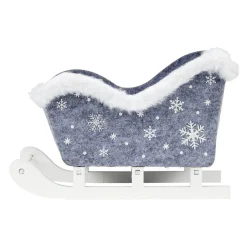 Décoration à poser traîneau du père Noël feutrine gris et blanc 25x10xH16cm < Gifi Online