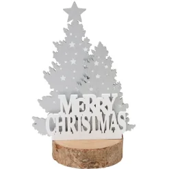 Décoration sapin de Noël sur rondin de bois Merry Christmas Ø6,2xH7,4cm < Gifi Online