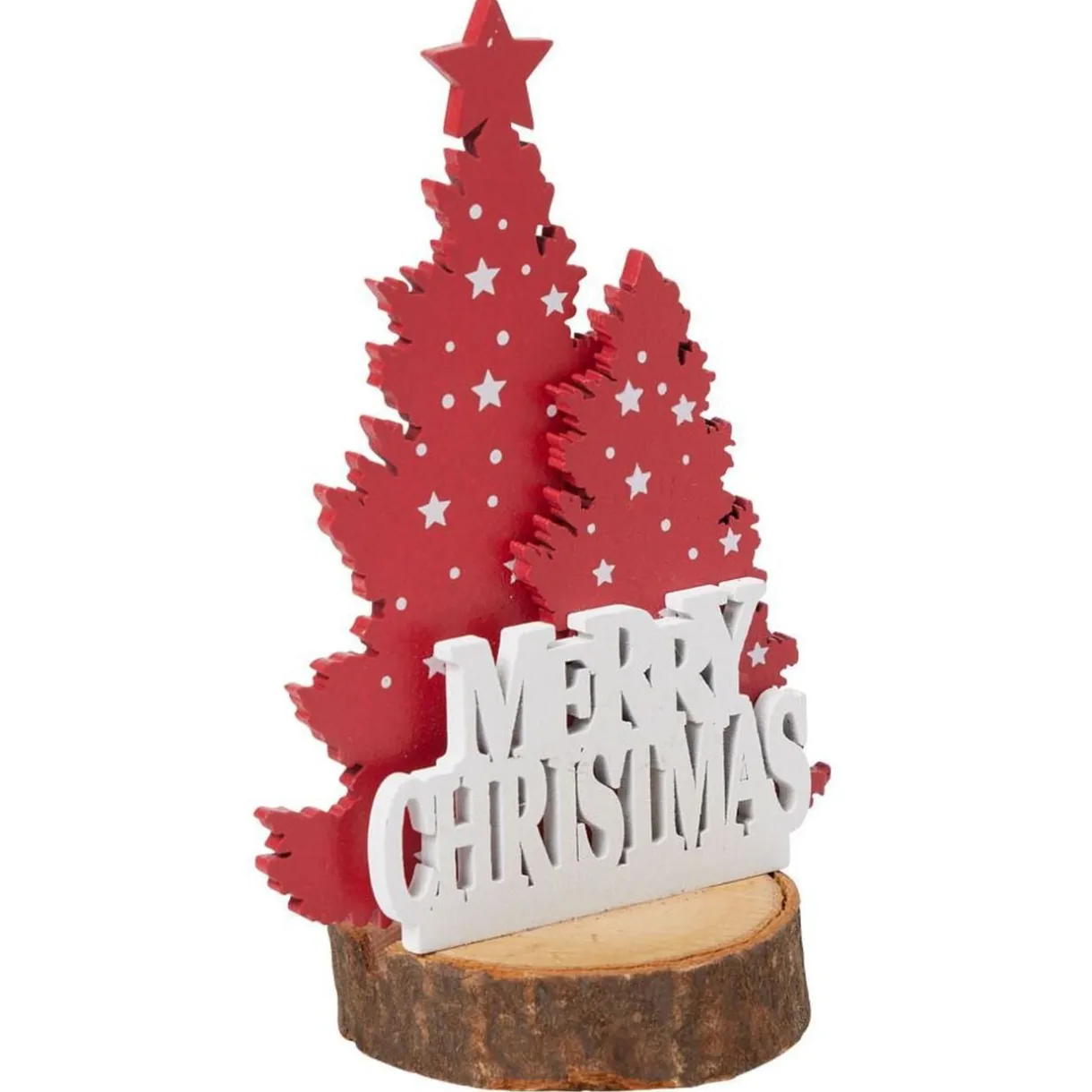 Décoration sapin de Noël sur rondin de bois Merry Christmas Ø6,2xH7,4cm < Gifi Online