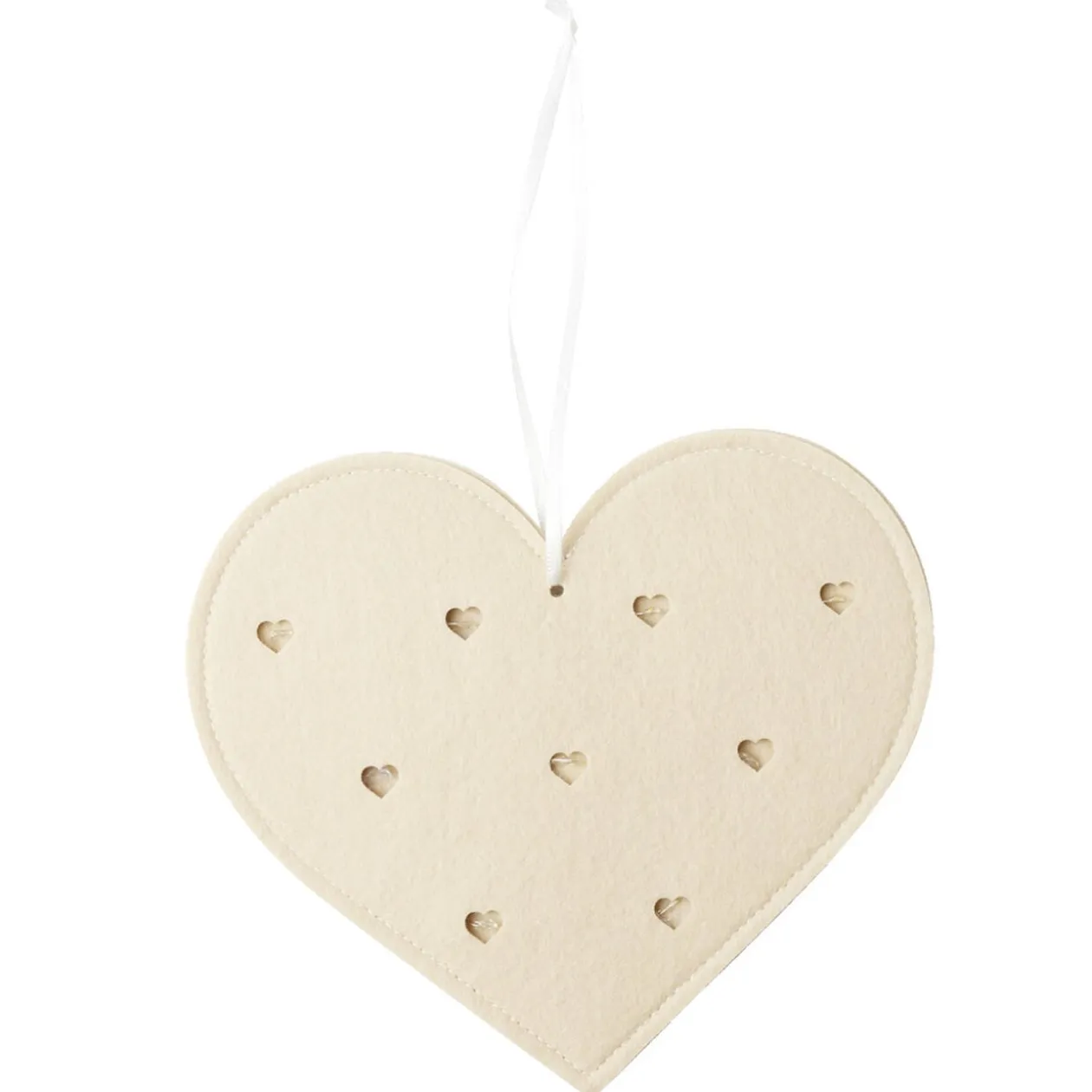 Décoration à suspendre forme coeur feutrine 17xH20cm (3 modèles)