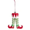 Décoration à suspendre jambes de lutin de Noël 11x3,5xH11cm