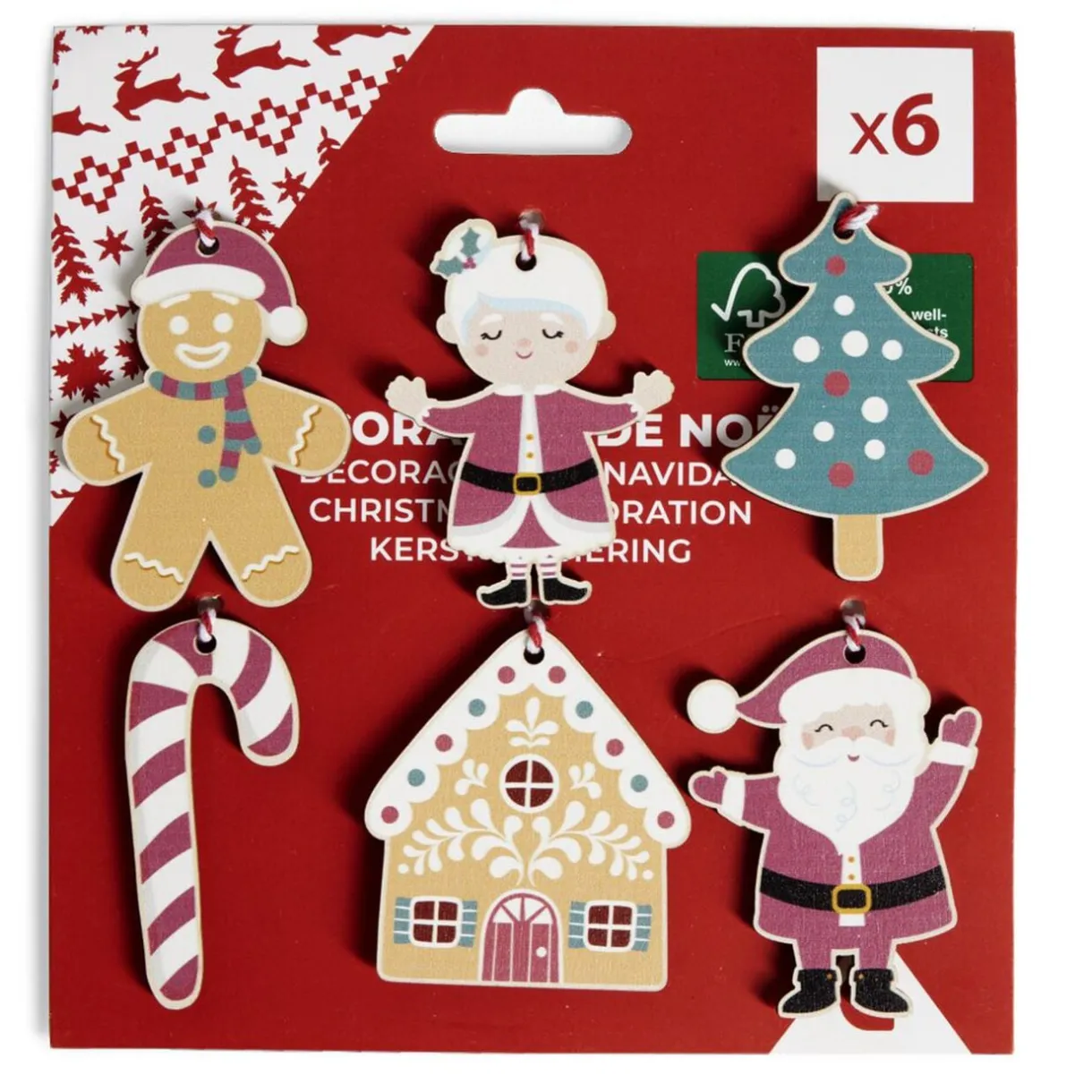 Décoration à suspendre Noël en bois Candyland 6 pièces < Gifi Hot