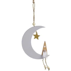 Décoration à suspendre Noël en bois lune et gnome H25cm < Gifi Hot