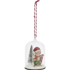 Décoration à suspendre pain d'épices sous cloche verre et bois Ø5xH7,5cm < Gifi
