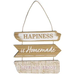 Décoration à suspendre panneaux en bois Happiness H53,5cm < Gifi Online