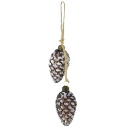 Décoration à suspendre pommes de pin en verre marron Ø4,5xH9cm