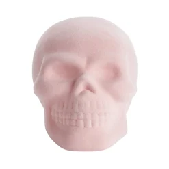 Décoration velours Halloween tête de mort pastel rose 12x11xH16cm < Gifi Outlet