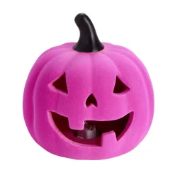 Décoration velours Halloween citrouille rose Ø14,5xH15cm