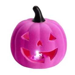 Décoration velours Halloween citrouille rose Ø14,5xH15cm