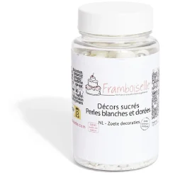 Décor sucré perle blanche et dorée Framboiselle