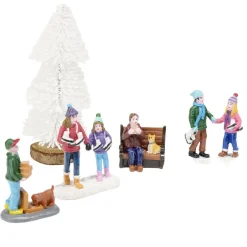 Décor village de Noël x3 figurines et sapin < Gifi