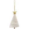 Déco sapin à suspendre tissage laine blanc étoile doré H.14 cm < Gifi Outlet