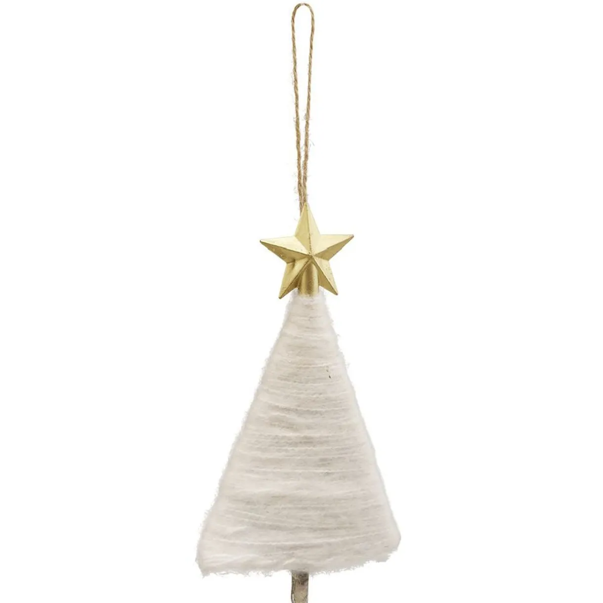 Déco sapin à suspendre tissage laine blanc étoile doré H.14 cm < Gifi Outlet