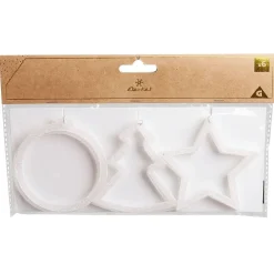 Déco à suspendre étoile/sapin/boule blanc x6