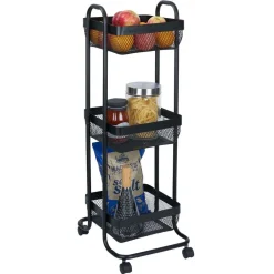 Desserte en métal noir 3 niveaux - L.34xl.27,3xH.78,5cm < Gifi Best