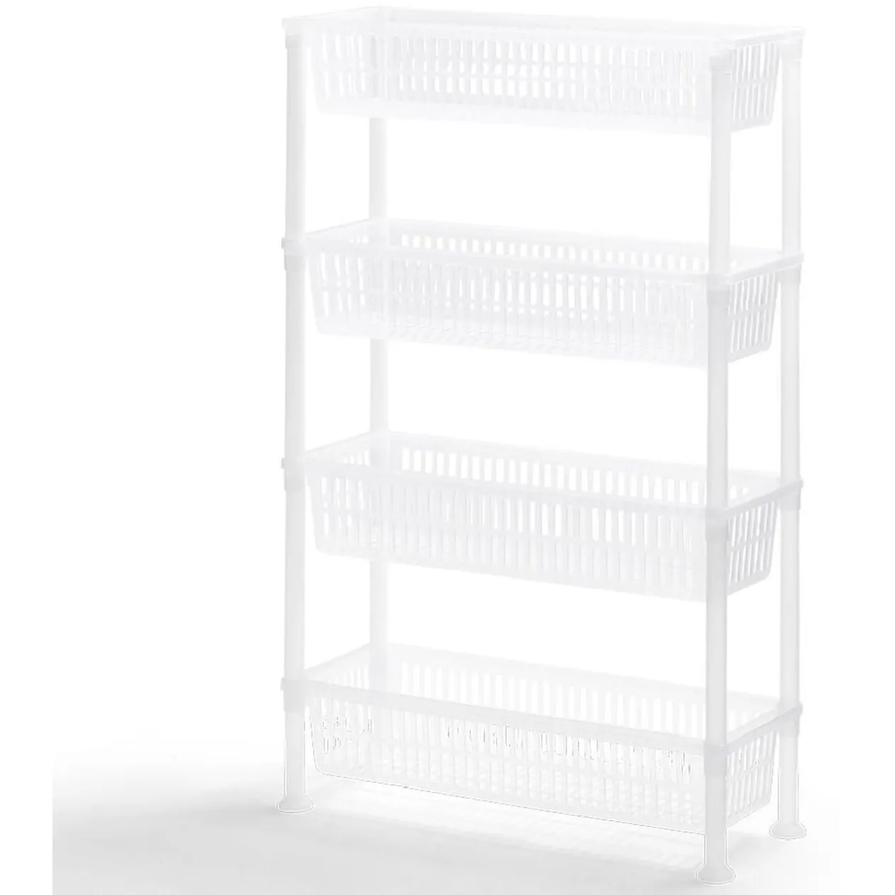 Desserte 4 niveaux plastique transparent 50x19,5xH82cm