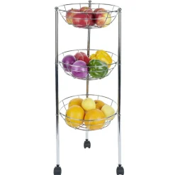 Desserte ovale 3 paniers inox H.70,5cm < Gifi Discount