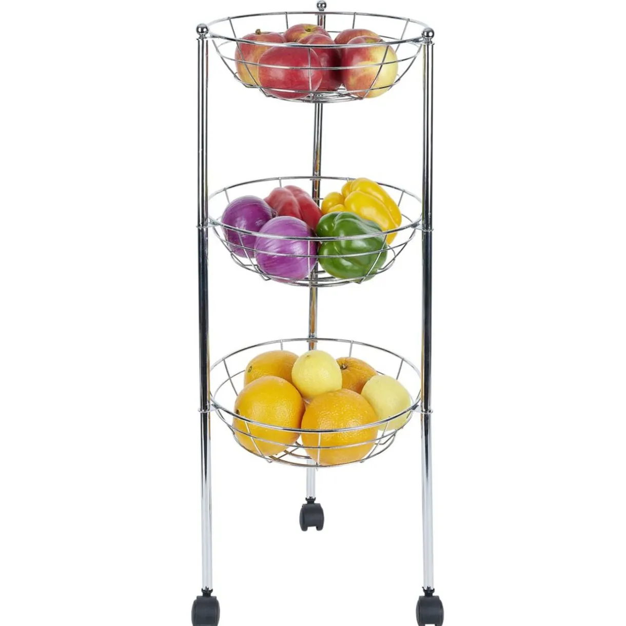 Desserte ovale 3 paniers inox H.70,5cm < Gifi Discount
