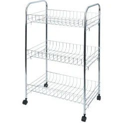 Desserte à roulettes 3 niveaux métal gris 41x26,5xH61,5cm < Gifi New