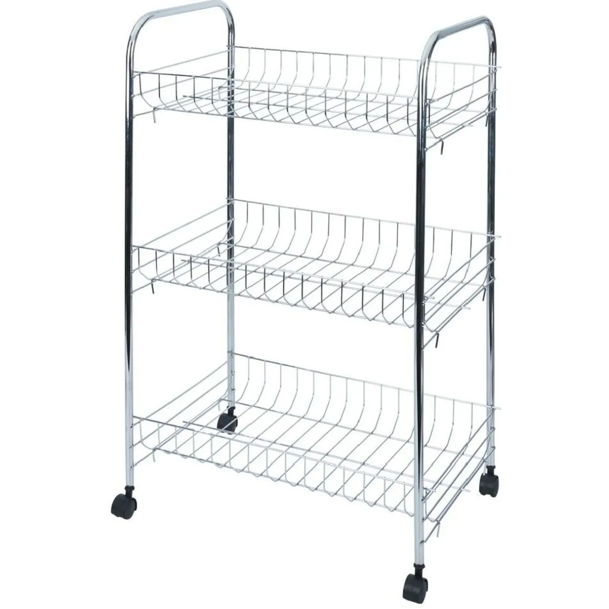 Desserte à roulettes 3 niveaux métal gris 41x26,5xH61,5cm < Gifi New
