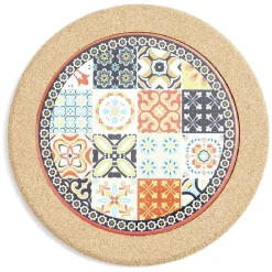 Dessous de plat rond en céramique design carreau de ciment Ø20cm