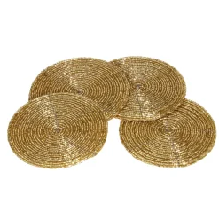 Dessous de verre x4 perle doré Ø10cm < Gifi Discount