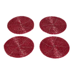 Dessous de verre x4 perle rouge Ø10cm