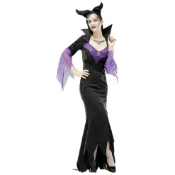 Déguisement adulte Halloween reine maléfique noir violet taille S