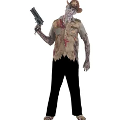 Déguisement adulte Halloween sheriff zombie tshirt et chapeau Taille S