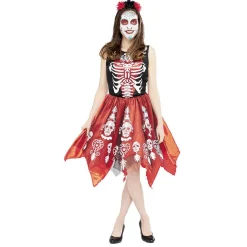Déguisement adulte Halloween squelette robe et serre-tête Taille S < Gifi New