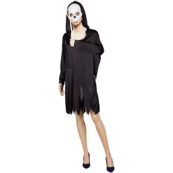 Déguisement adulte Halloween squelette robe et masque à tenir Taille L