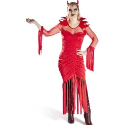 Déguisement adulte Halloween diable robe serre-tête rouge - Taille S