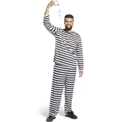 Déguisement adulte prisonnier rayé noir blanc - Taille M